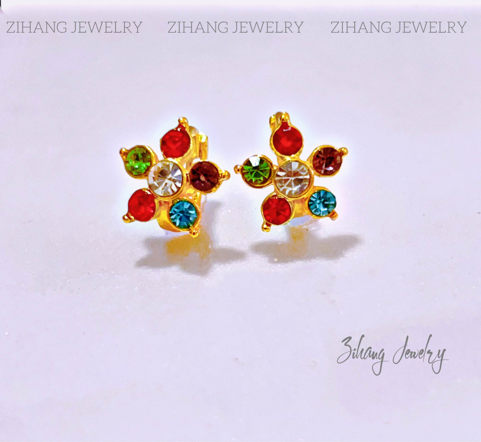 Zihang 24K Gold Plated Zirconia Clip Earrings for Women