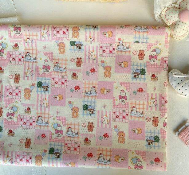 Cotton Cartoon Floral Patchwork DIY Fabric