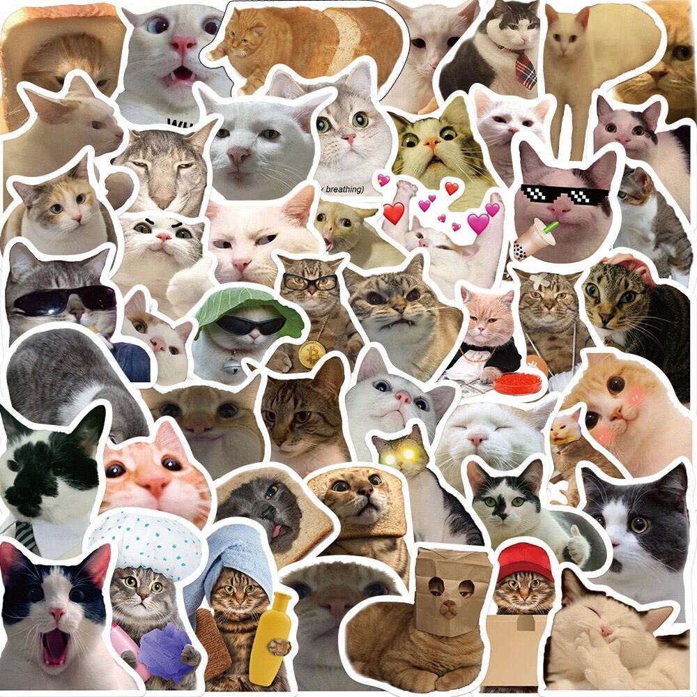 50Pcs Funny cute Cats Emoji Series Stickers DIY Luggage Laptop ...