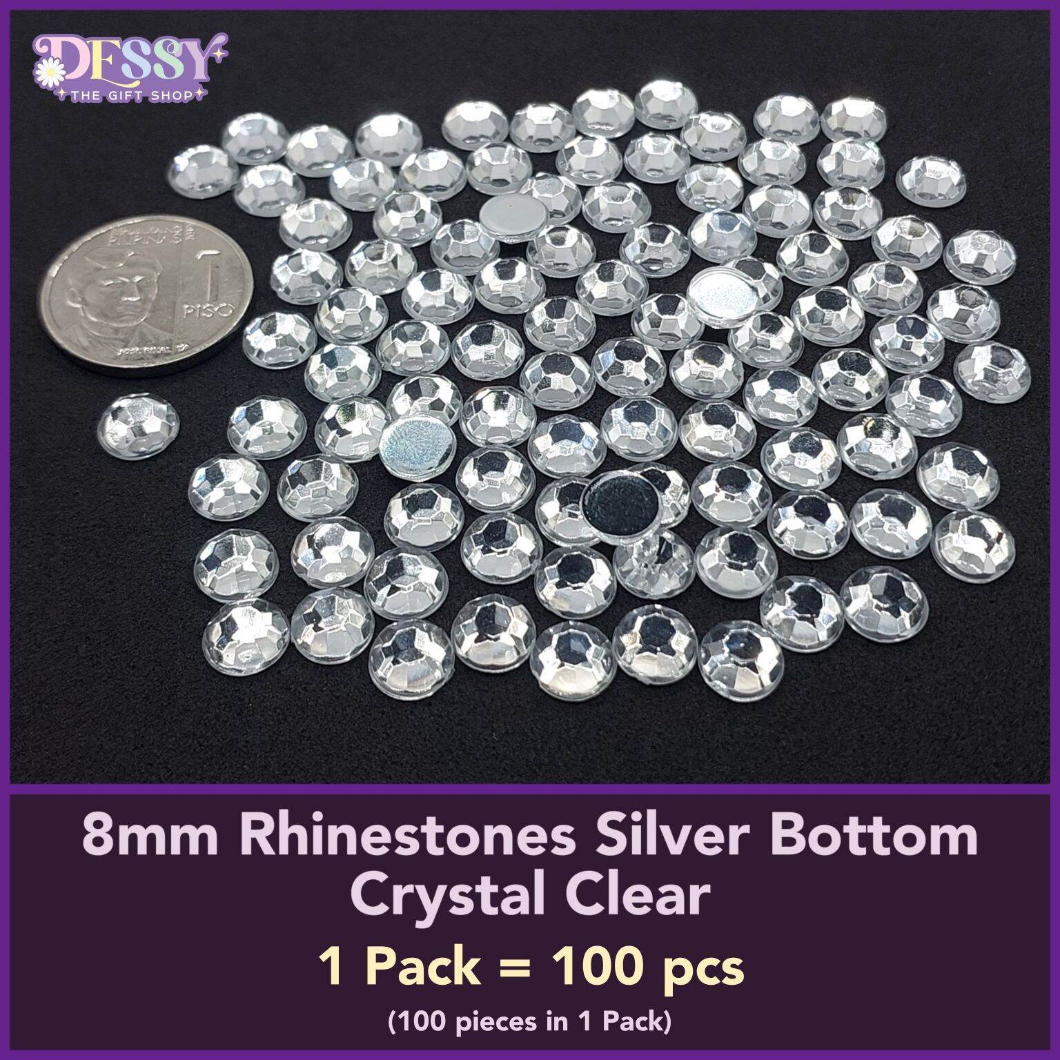 8mm Rhinestones Silver Bottom 100 pcs - Dessy The Gift Shop