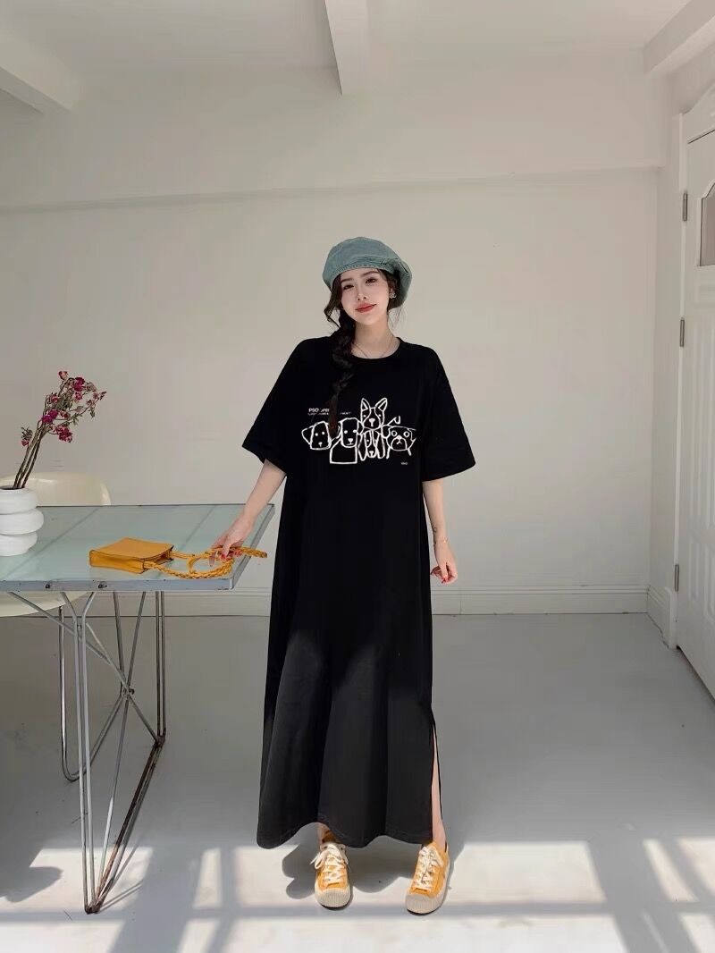 t shirt dress korean style Korean Style Girls' Irregular T-shirt Dress