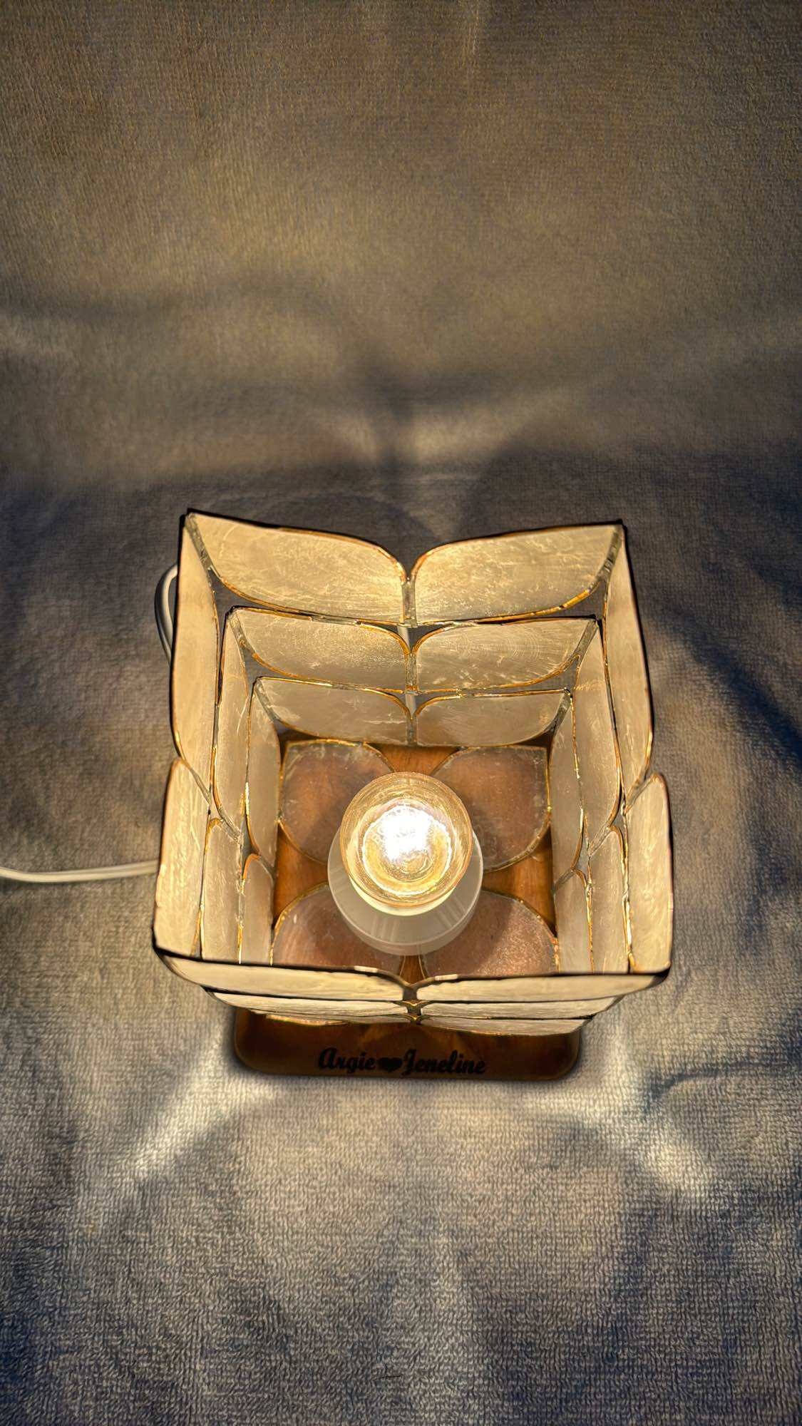 Lampshade Capiz leaf (s)free bulb w/Laser engraved. 
