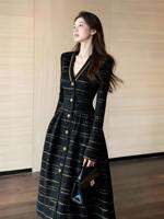 XUECAIQI | Miu Style Rich Feel Elegant Winter Dress V Neck