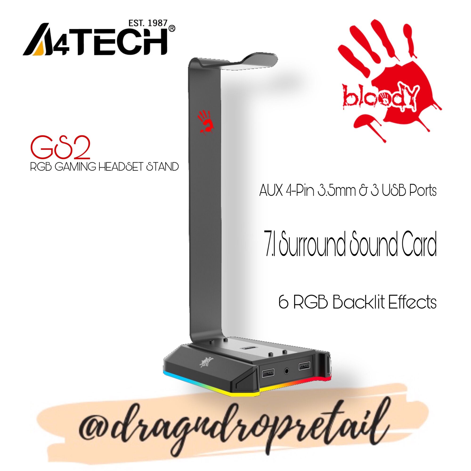A4TECH BLOODY GS2 RGB Gaming Headset Stand with Built-in AUX 3.5mm 7.1 ...