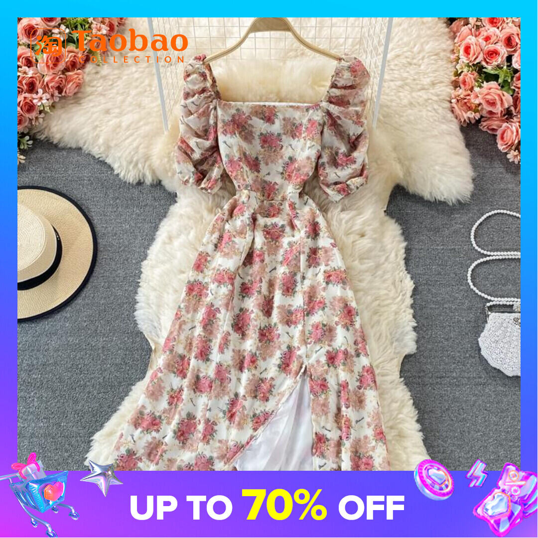 French Retro Floral Chiffon Dress - Summer Elegance for Women