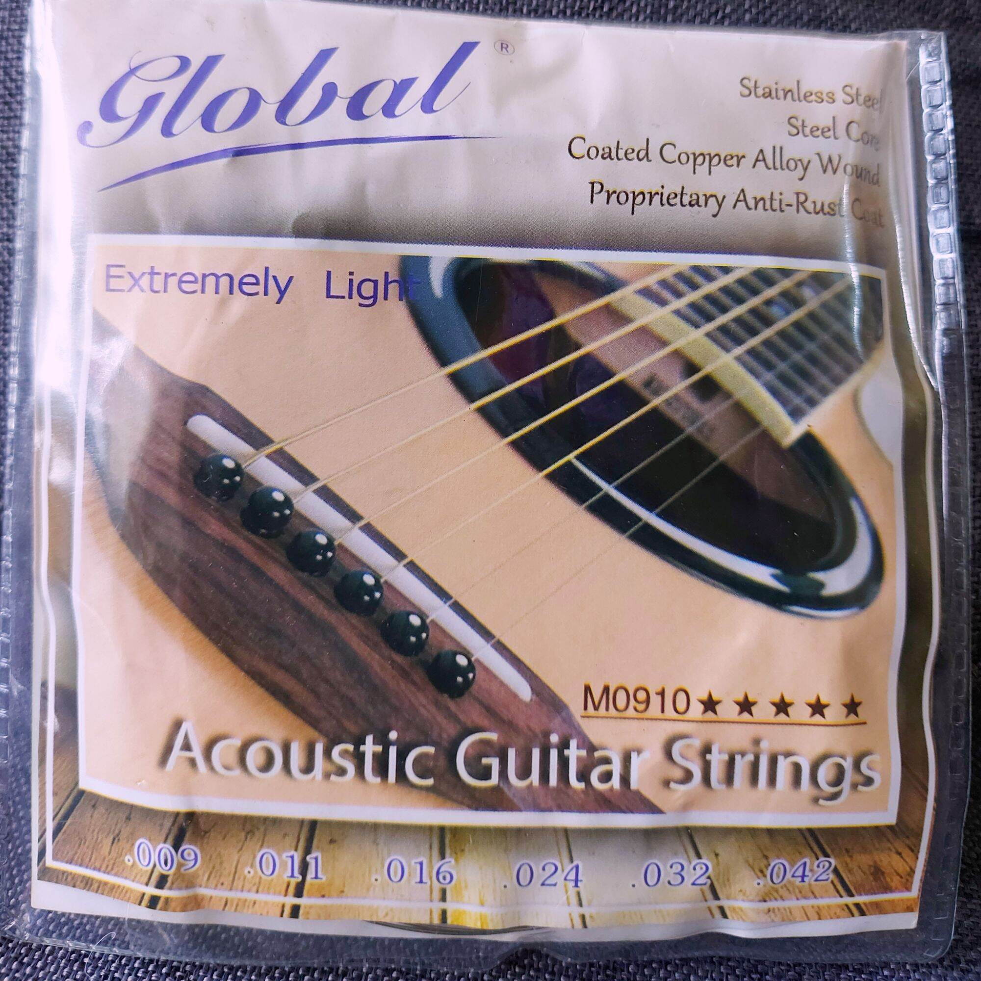 Global Acoustic Guitar String Set Gauge 10 Super Light Gauge 9