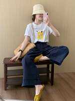 XUECAIQI | Summer 2026 Dopaamine Style plus Size Korean Casual Short Sleeve Top Wide Leg Pants Two Piece Set for All Body Types