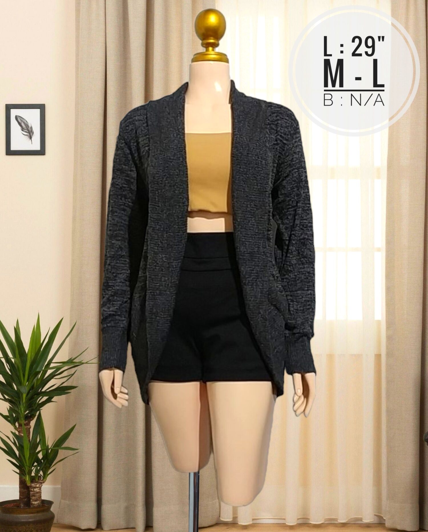 P043 - Acid Dark Gray Cardigan | Lazada PH