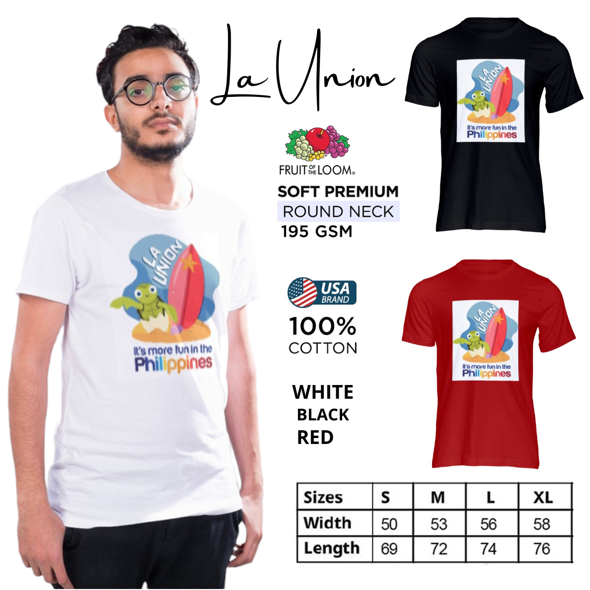 La Union Fruit of the Loom T-Shirt Round Neck 100% Cotton | Lazada PH