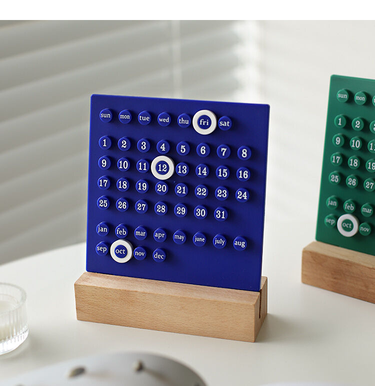 Red Ring Perpetual Calendar Wooden Base Creative Office - Temu