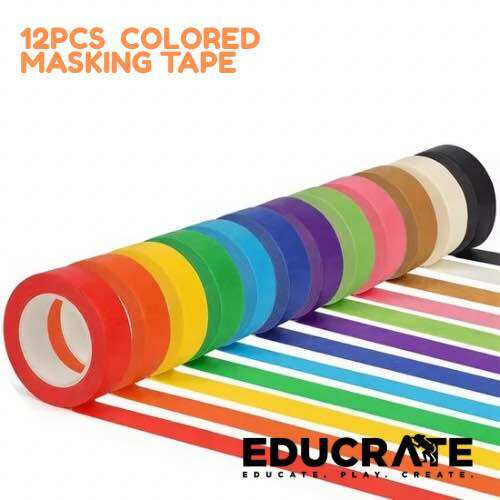 EducratePH 12PCS Colored Masking Tape Set (2cm x 13m per Roll Arts Craft and Fine Motor Play