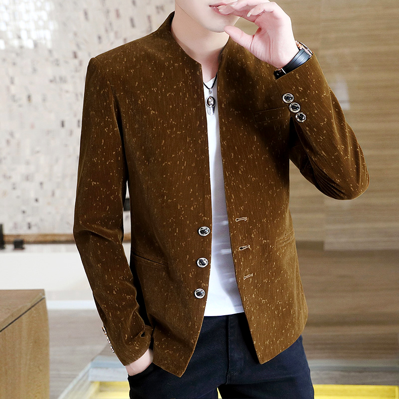 Youth Stand Collar Suit for Men - Spring/Autumn Trendy Casual