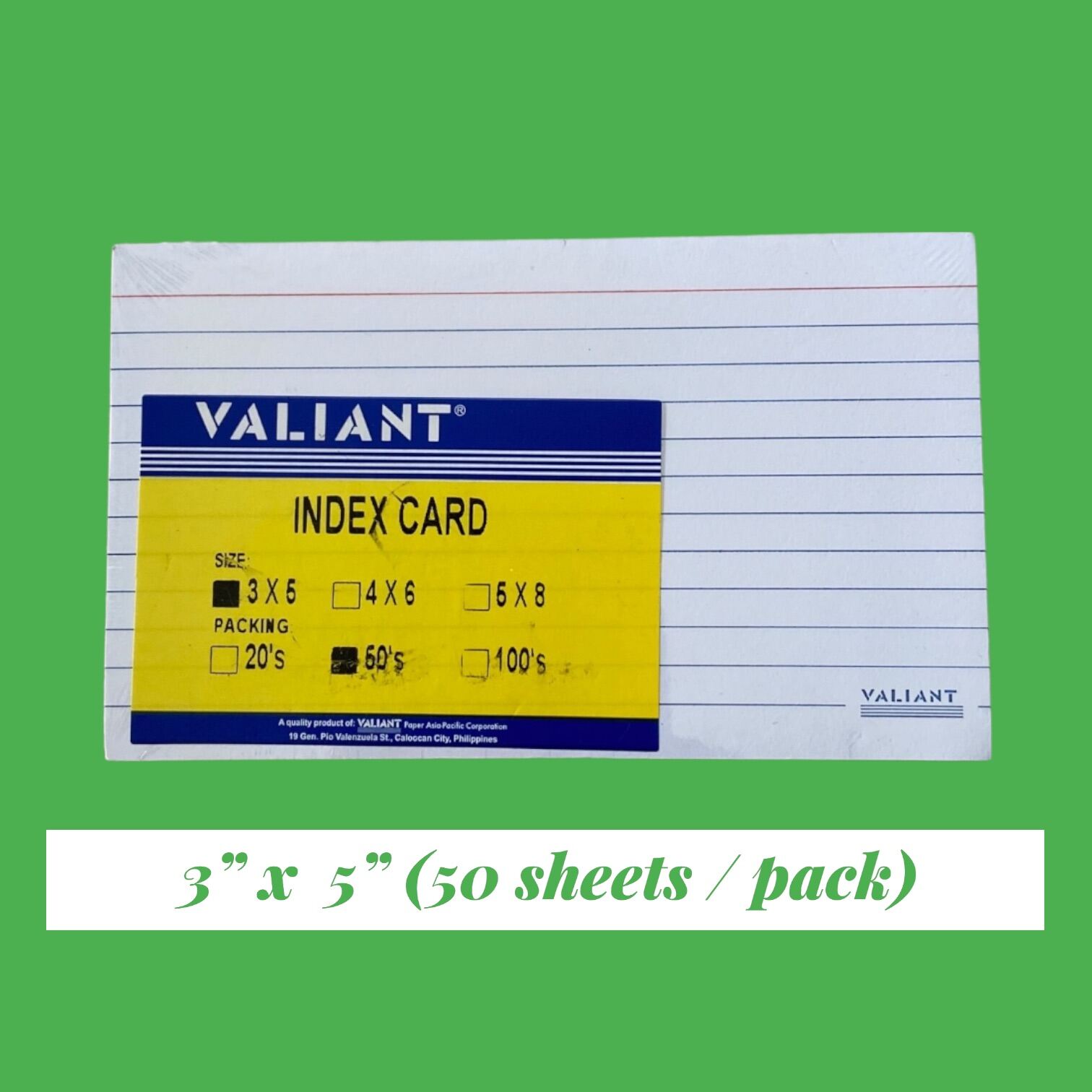 Valiant Index Card (Assorted Sizes)sold per Pack Lazada PH