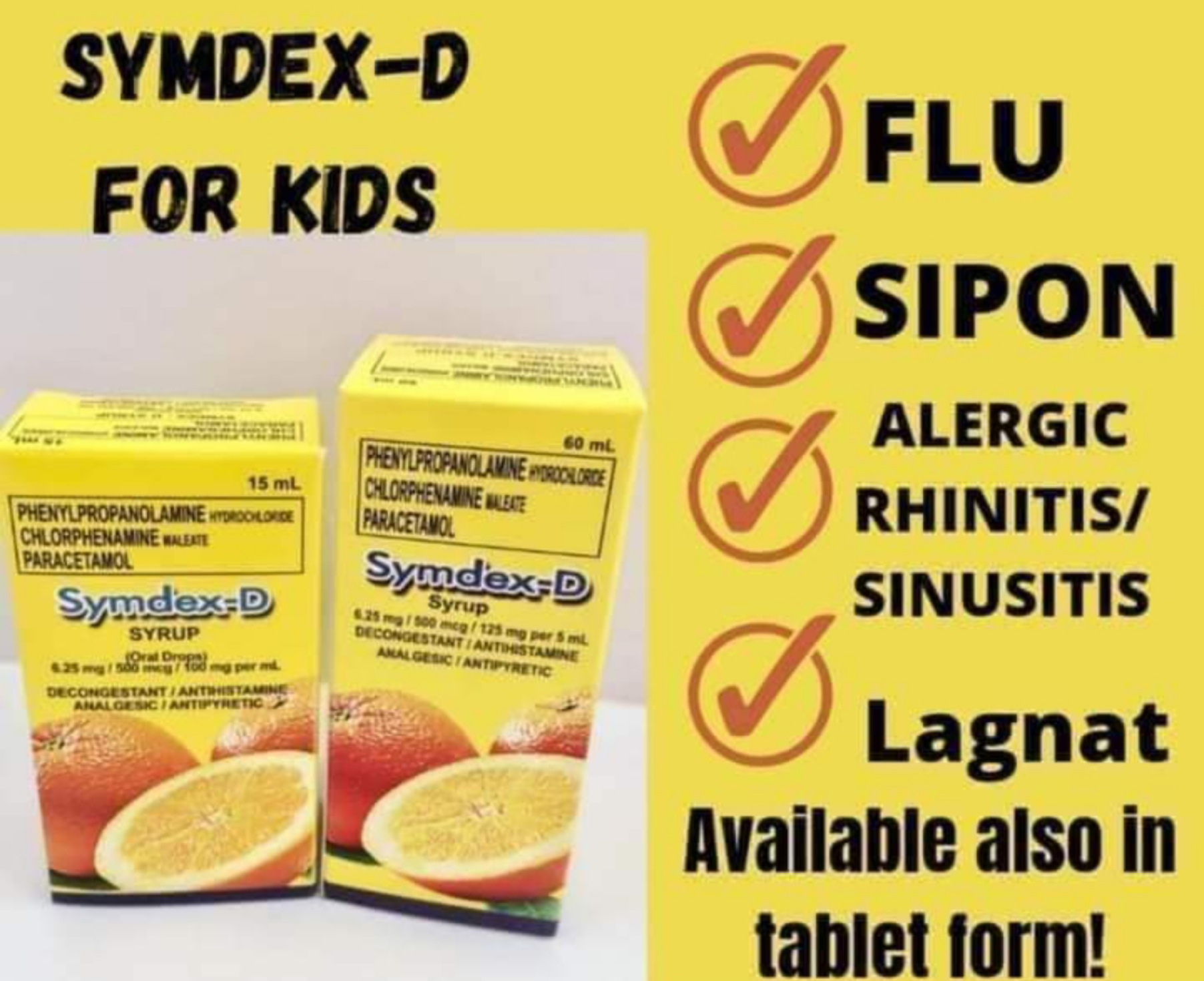 SYMDEX-D SYRUP 60 ML 6.25 mg/500 McG/125 mg per 5 ml | Lazada PH