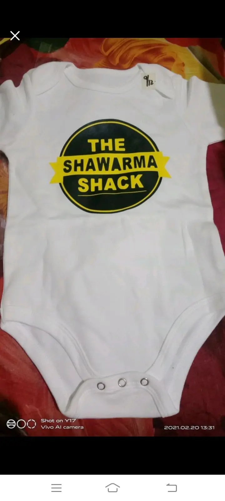 Customized shawarma print baby onesie