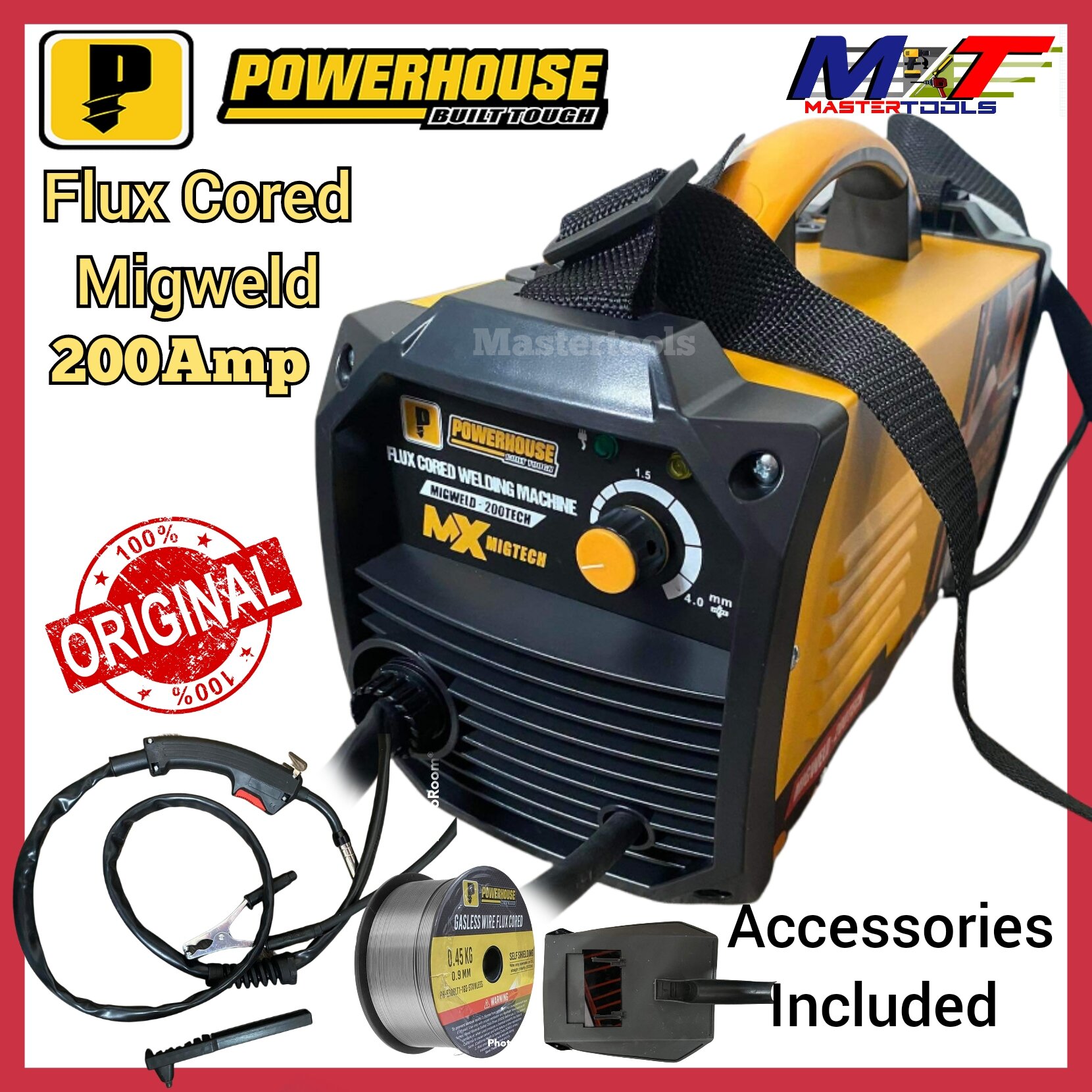 POWERHOUSE MIGWELD200TECH Gasless MIG Inverter Flux Cored Welding