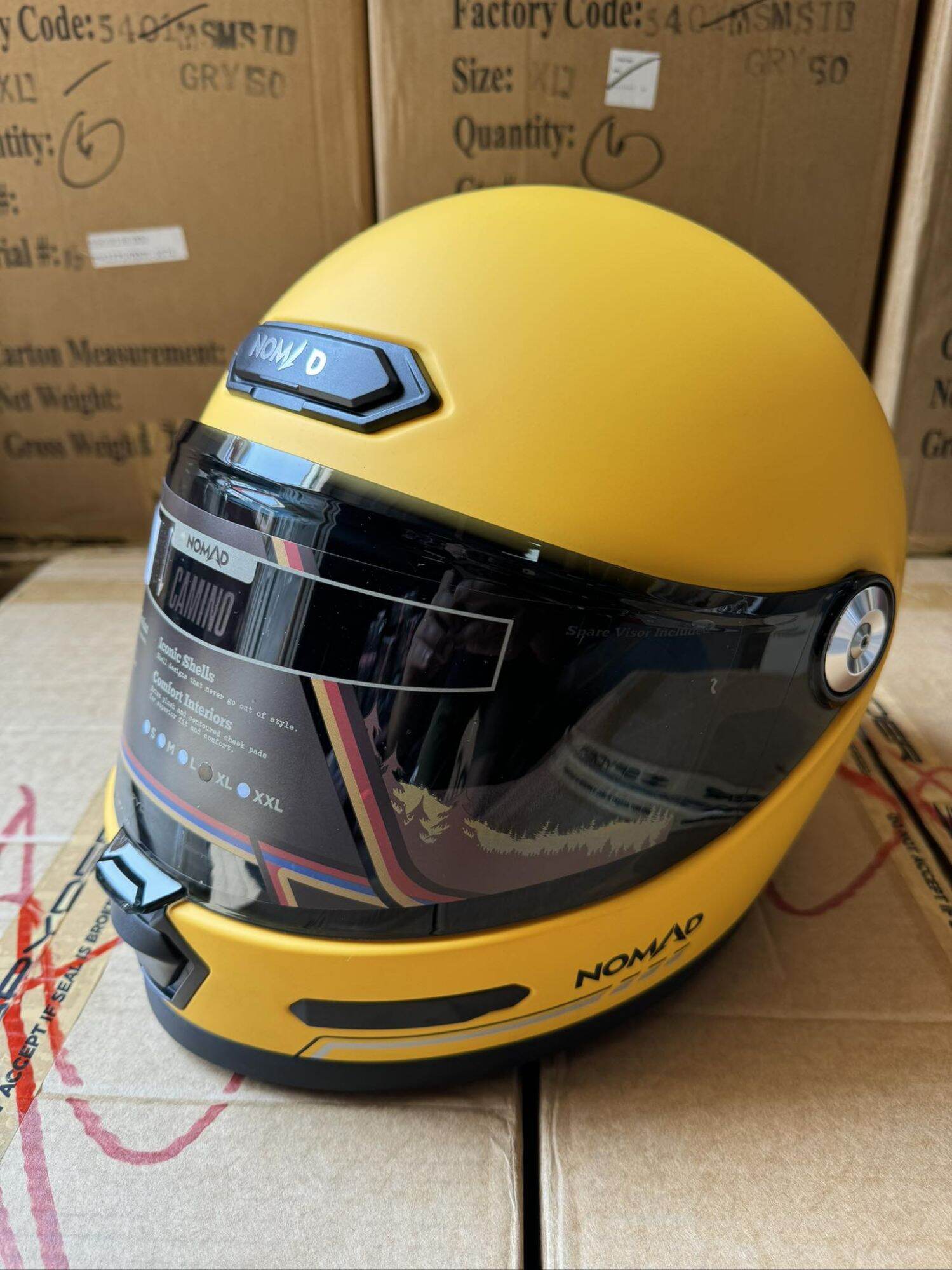 NOMAD CAMINO Fullface Retro / Classic Single Visor Helmet (FREE CLEAR VISOR). 