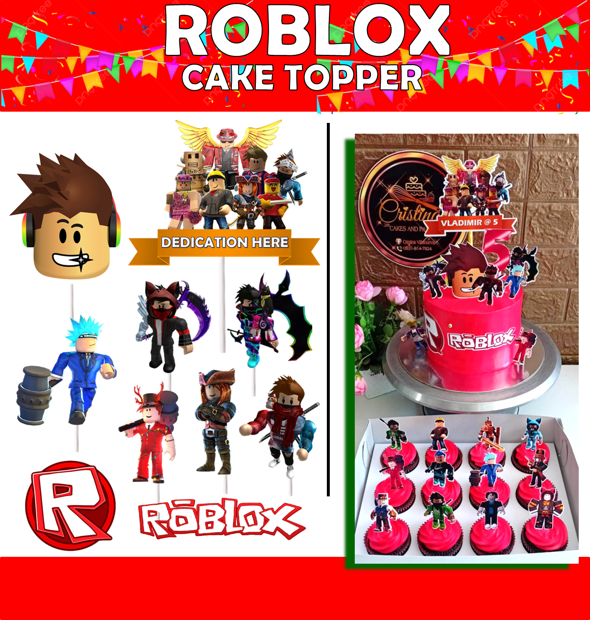 Roblox Free Printable Cake Toppers  Roblox birthday cake, Cupcake toppers  free, Birthday cake topper printable