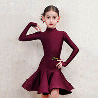 conny | Standard Professional Latin Dance Costume Long Sleeve Fishbone Skirt