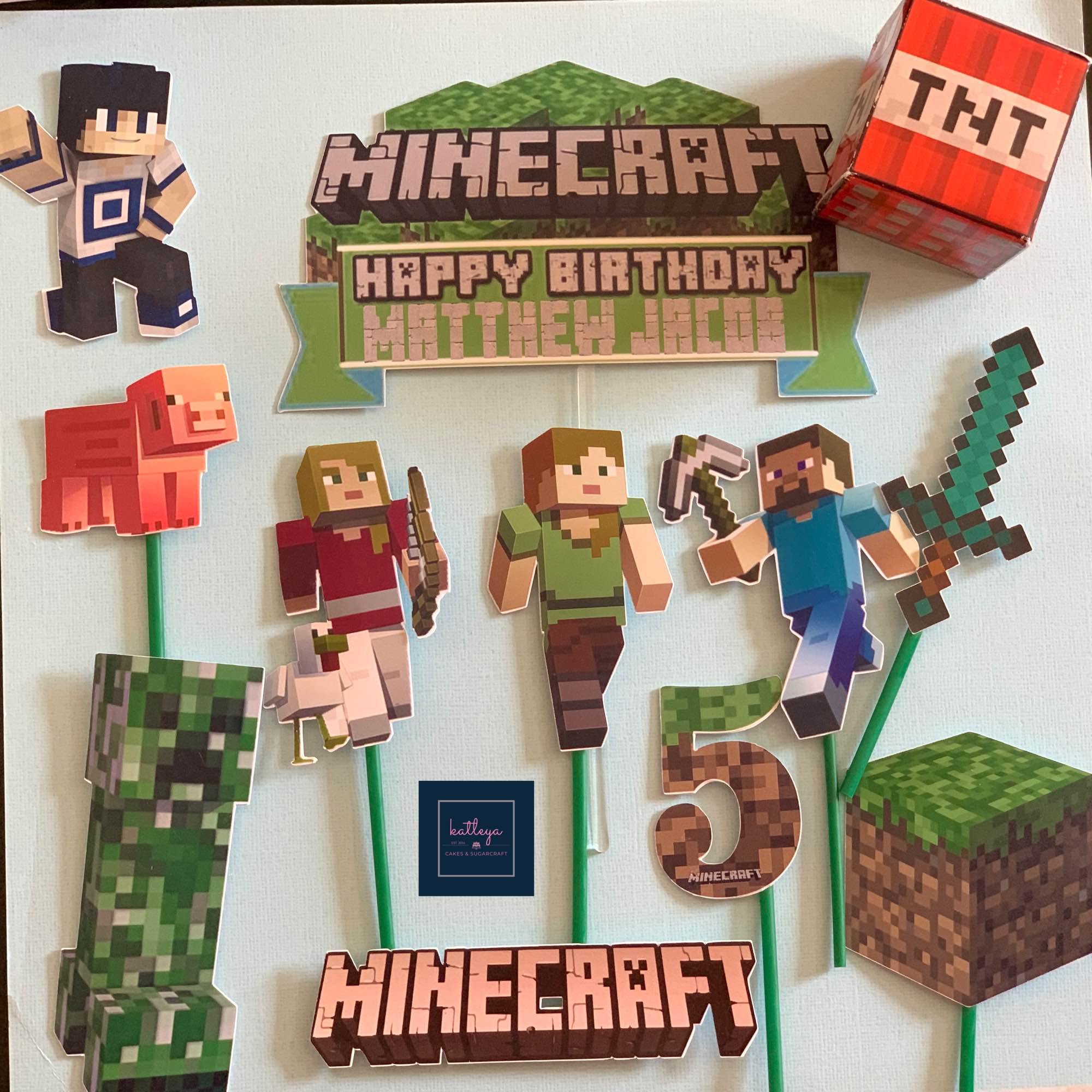 Minecraft Personalized Cupcake Toppers