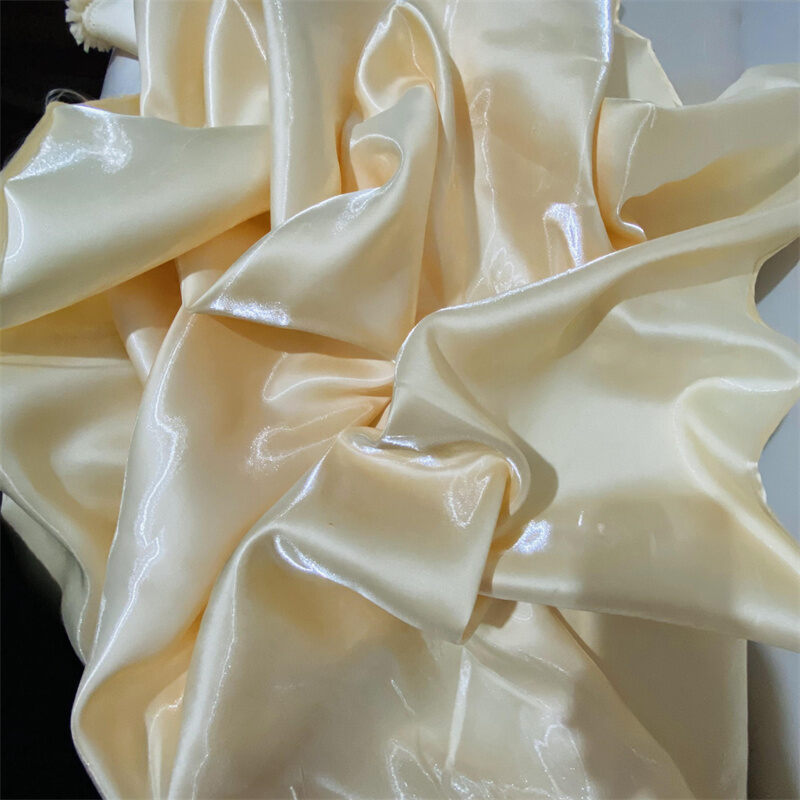 Reflective Crystal Silk Satin Smooth Dress Fabric Liquid Metal Hardened Design Fabric Pink Color Korean Style DIY Handcraft