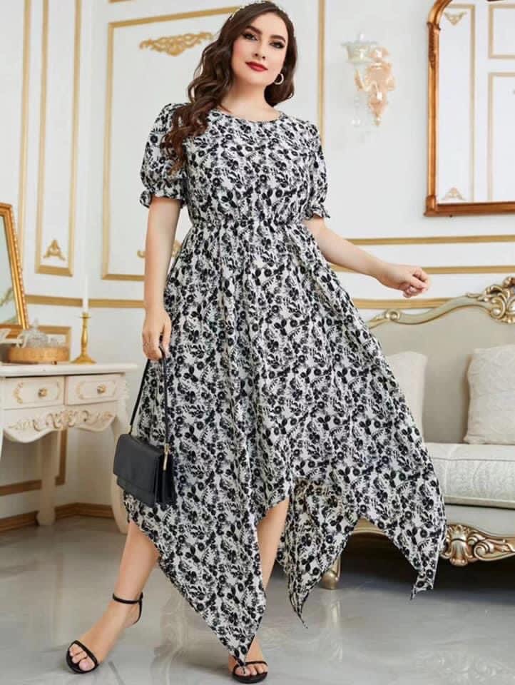 PLUS SIZE FORMAL DRESS FASHION DRESS SUMMER OUTFIT Free size can fit to  semi XL