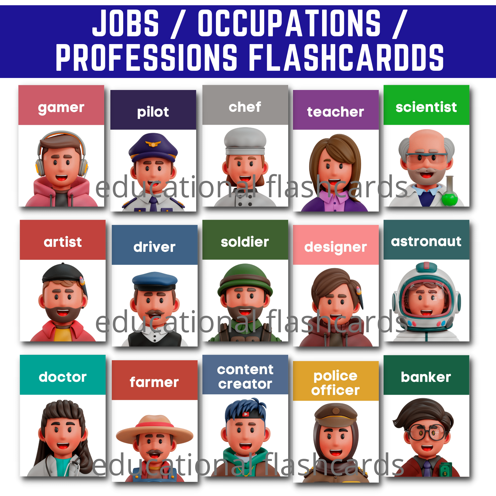 Jobs And Occupations Flashcards For Children Professions