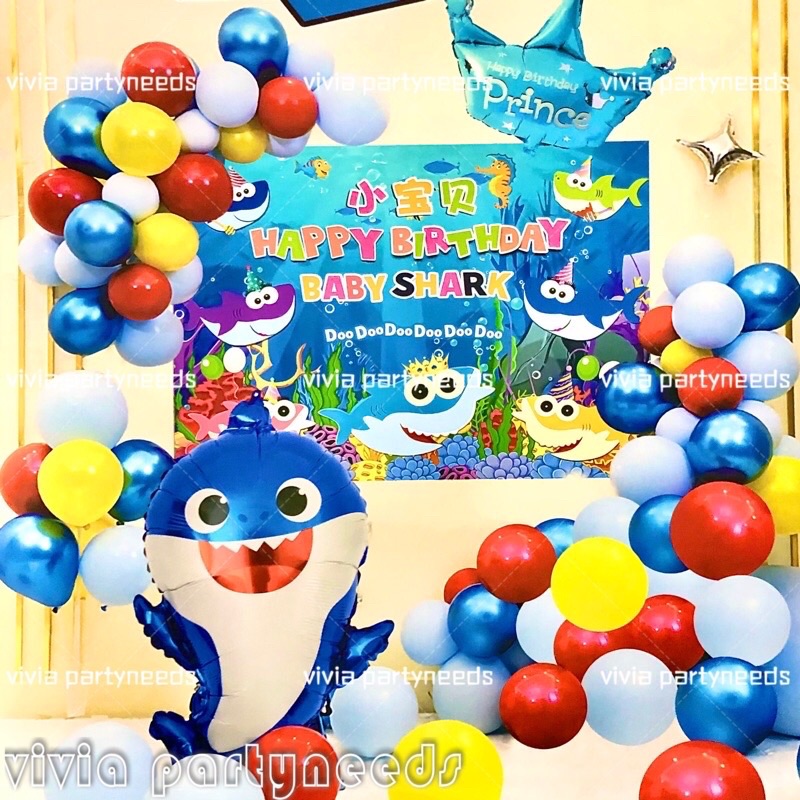 Baby Shark Foil Balloon Set Birthday Theme Party Balloon