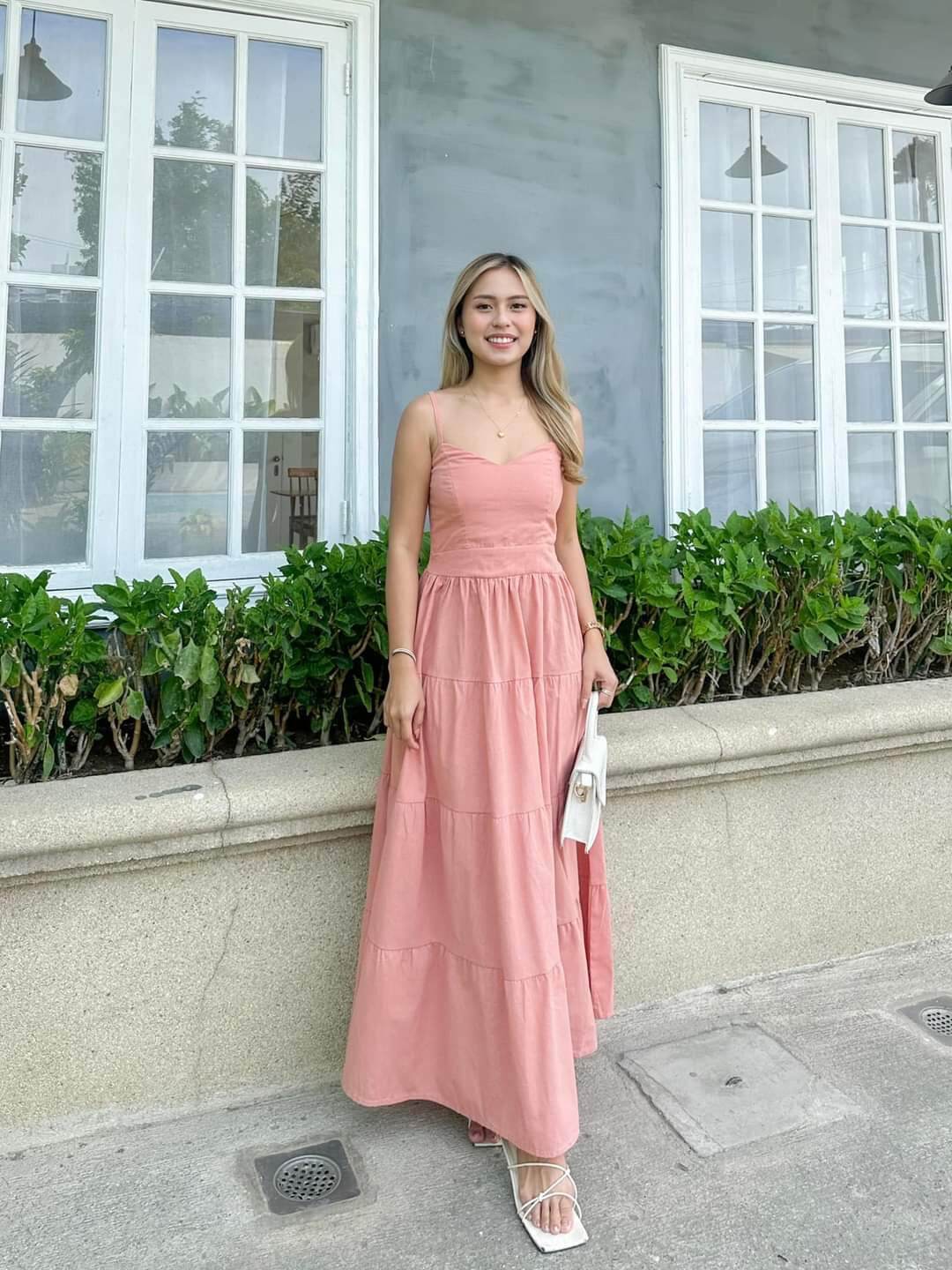 Chesca Alena Casual Maxi Dress for Women Fit Small to Semi Large Sleeveless Linen  Dress V-Neck Plain Maxi Dress Regular Size Maxi Dress Teal And Blush Pink  Maxi Dress - Lazada |