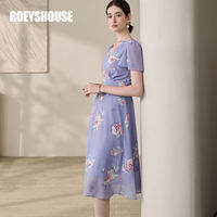 Roey s house | Resort Style Printed V-Neck Waist-Cinching Slimming Dress