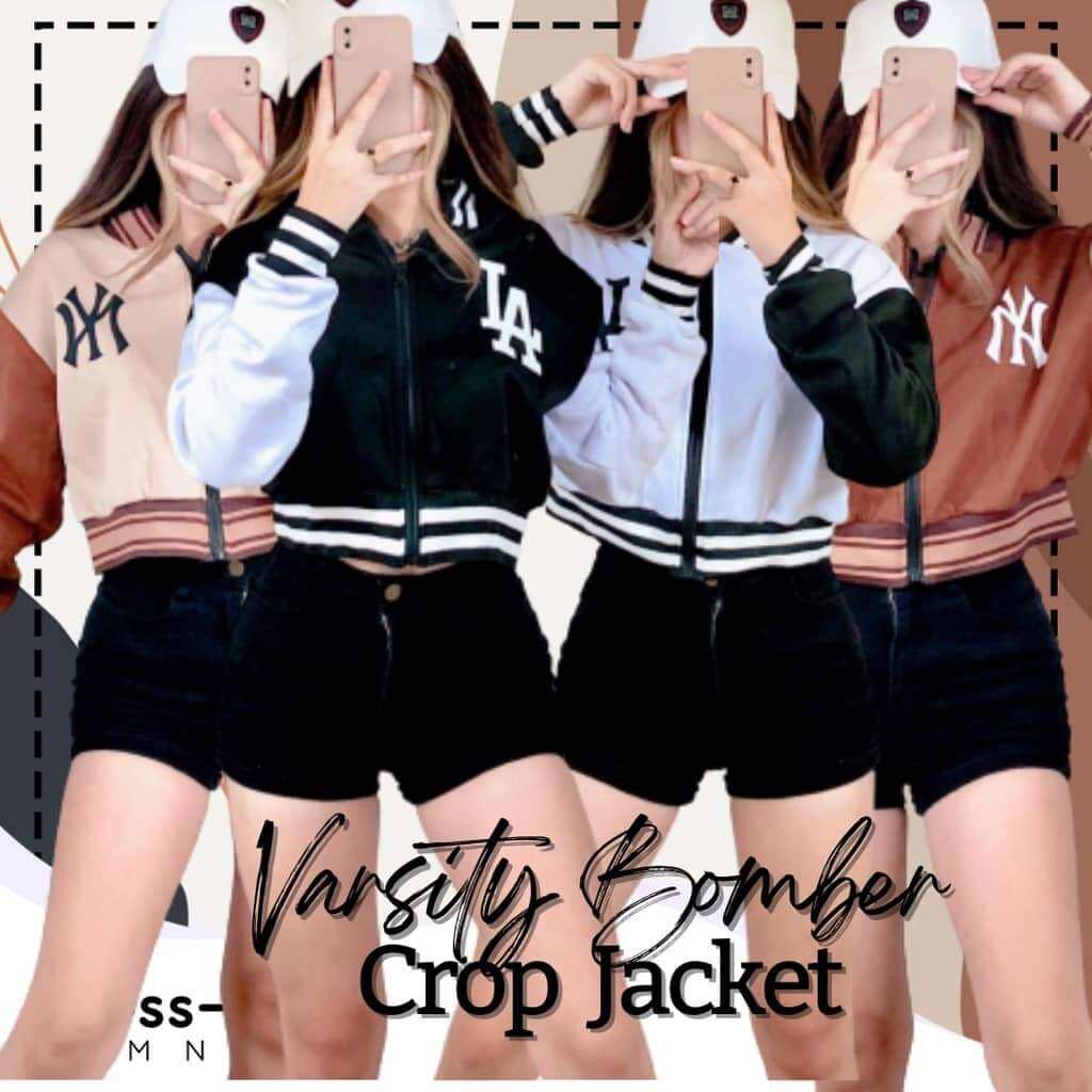 Varsity Bomber Jacket Crop Top