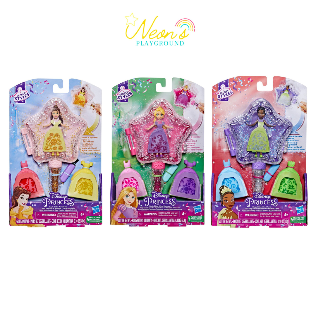 Disney Princess Secret Styles Magic Glitter Wand, Rapunzel, Belle, Tiana