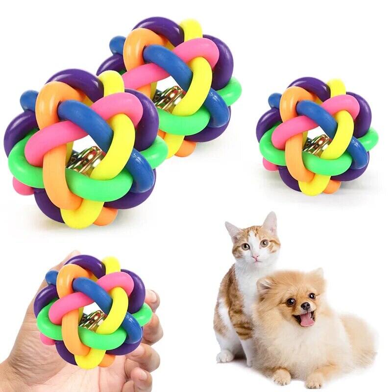 2 PCs PVC Material Colorful Bell Toy Ball Pet Cat Dog Interactive Toy. 