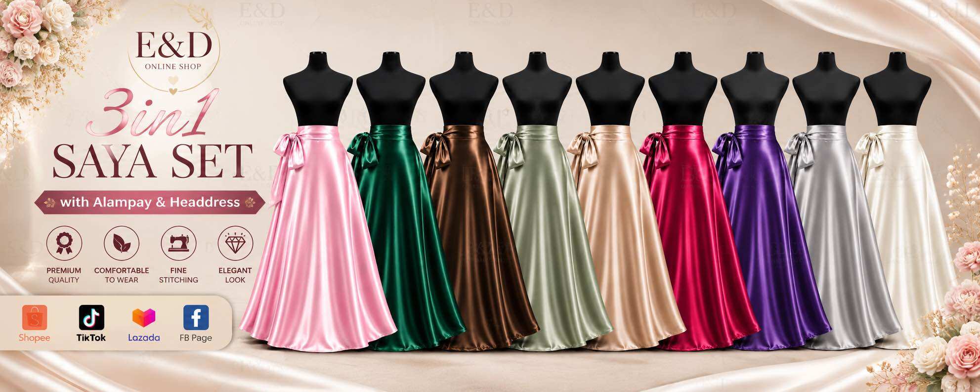FORMAL FILIPINIANA WRAP AROUND SKIRT ( SATIN FABRIC)
