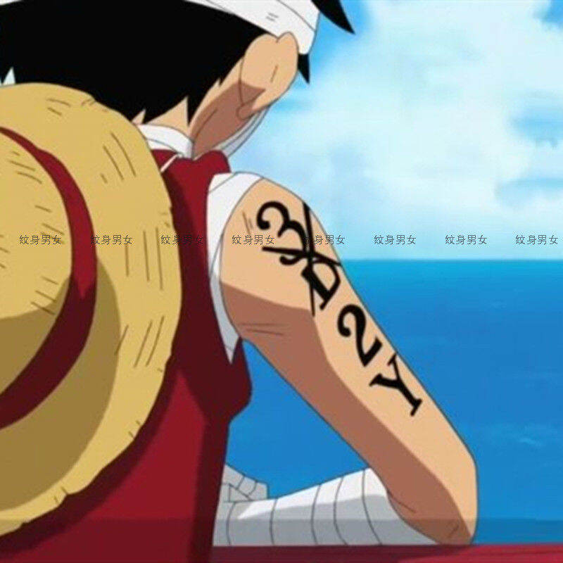 One Piece Cos Luffy English Letters Tattoo Sticker 3 D2y Waterproof Men