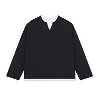 idlt | BOXY Style Waffle Henley Fake Two-Piece Cleanfit T-Shirt