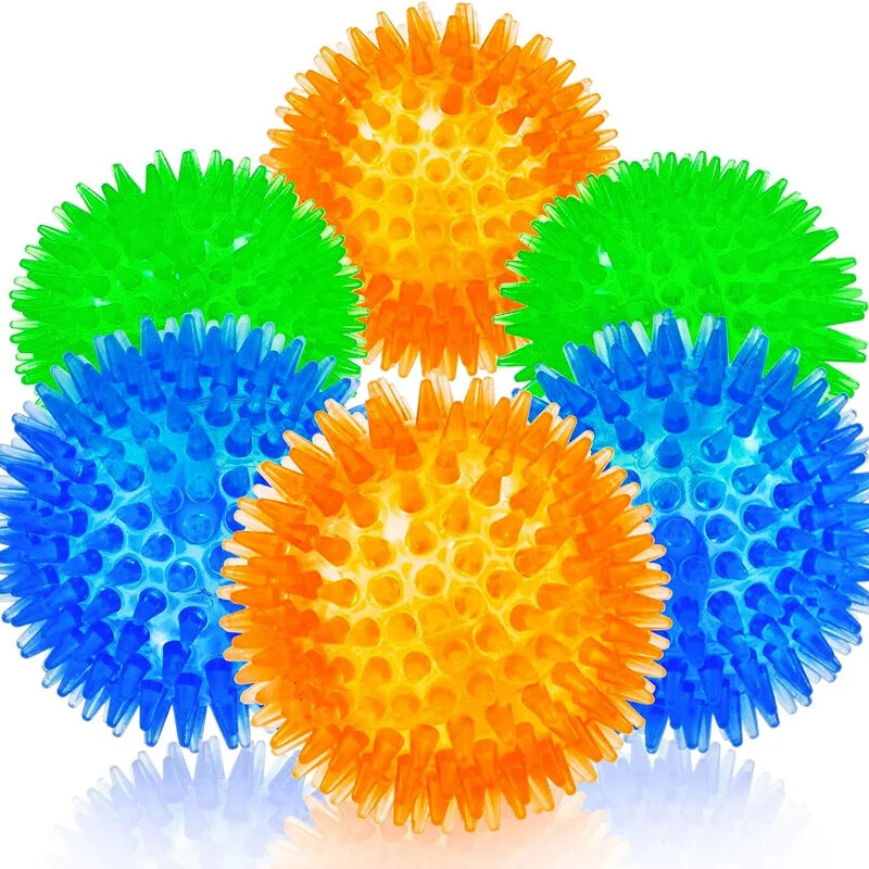 Dog Toys Luminous Sound Toy Bouncy Ball Pet Toy Flash Thorn Ball Molar Tooth Cleaning Toy Cat Dog Accessories. 