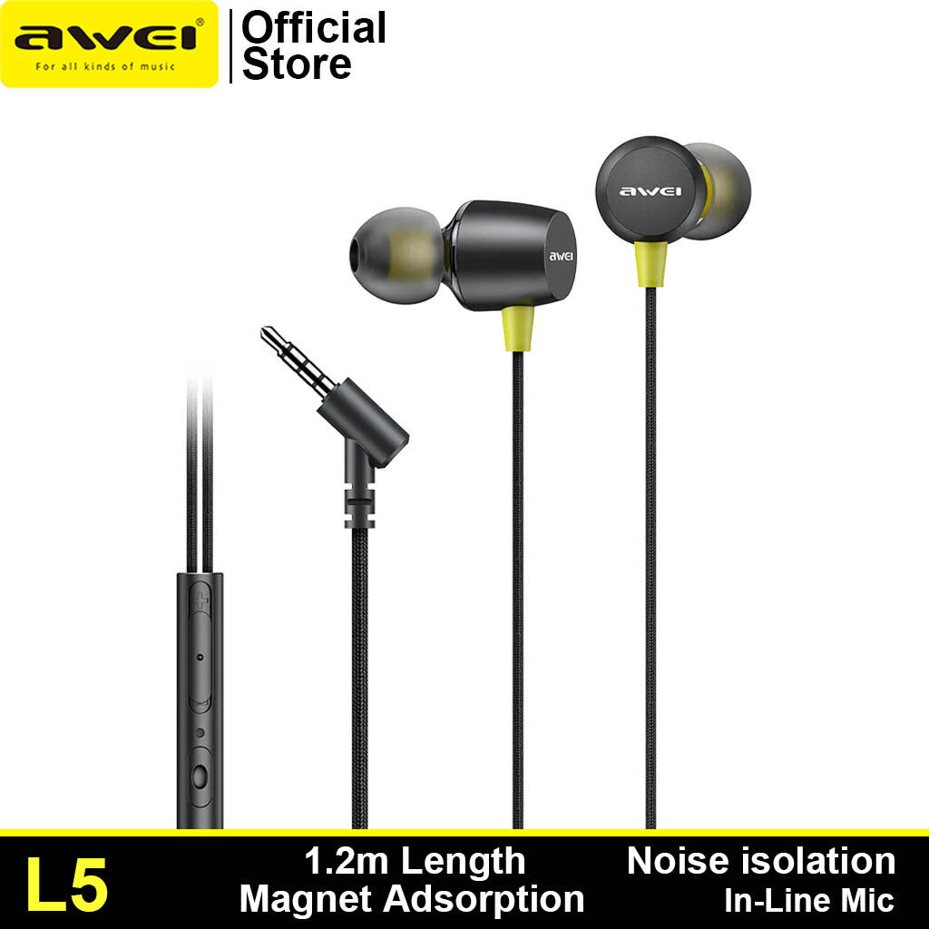 Awei L5 Wired Earphone with Mic and Explosive Bass