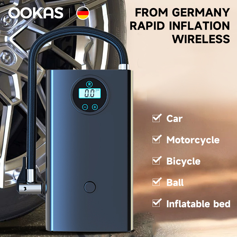 OOKAS Wireless Air Pump for Cars, Motorcycles, and Bicycles
