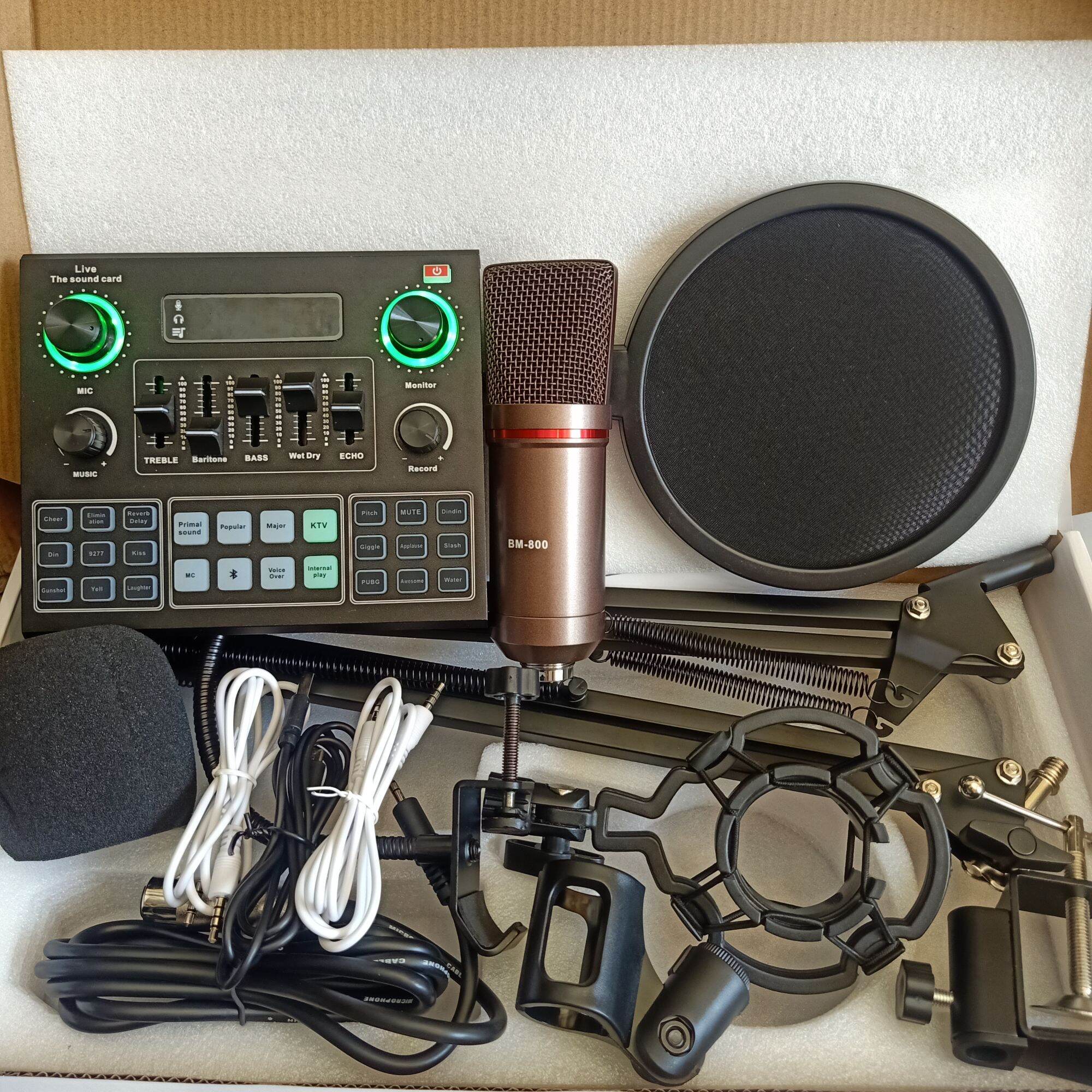 V9 Live Sound Card with Bm800 Condenser Microphone Set 2021 model