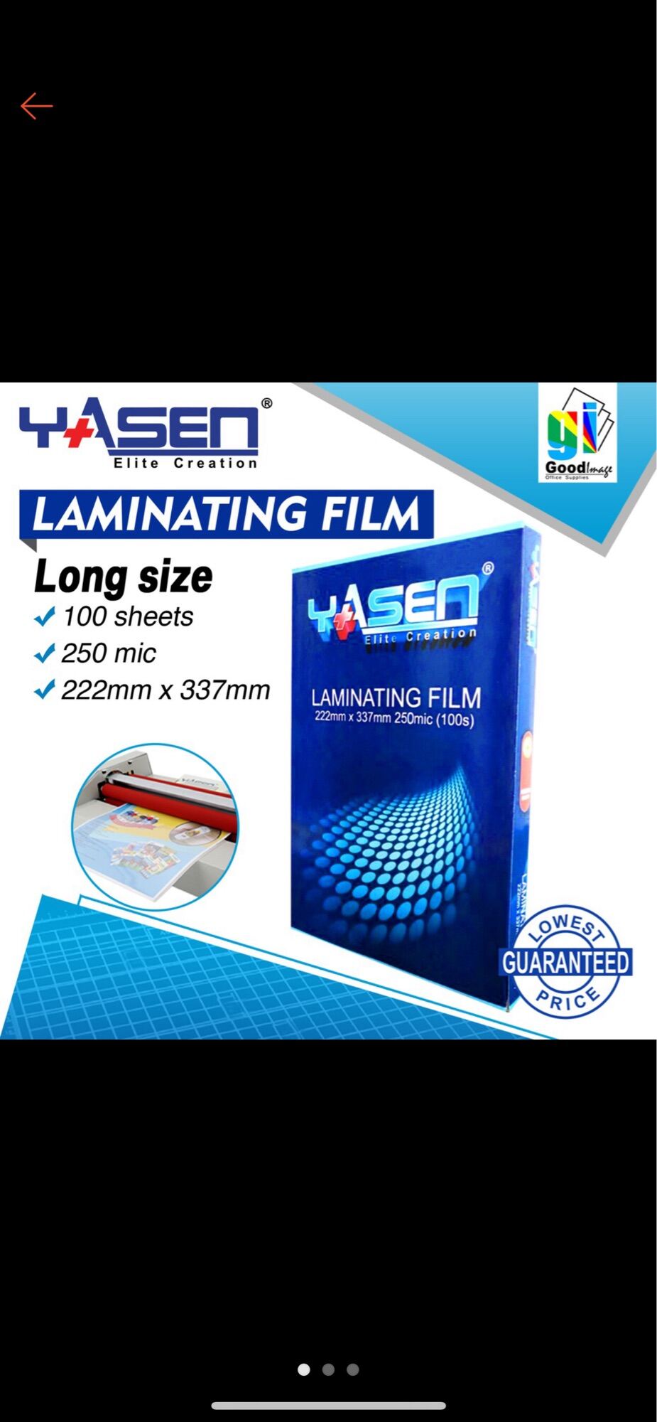 Yasen Laminating Film (Long) 125 Microns 100 sheets per ream Lazada PH