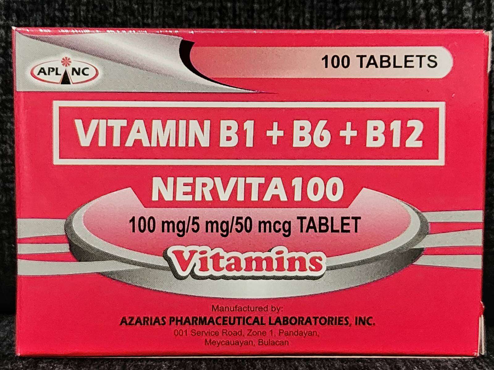 Nervita 100 Or Nervgen 100 Vitamin B Complex B1+B6+B12. 100 Tablets ...