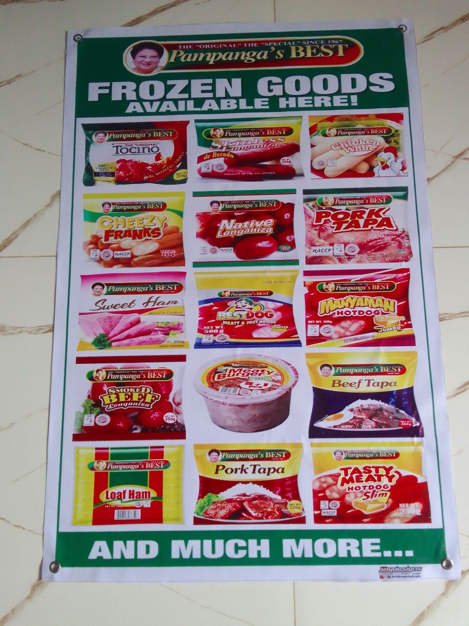 TARPAULIN PRINT FROZEN GOODS GREEN SAME LAYOUT. 