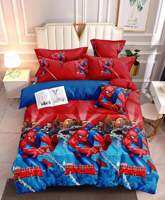 GioShop Beddings 3in1 ″SPIDERMAN RED″ 4Corner Garterized High Quality Premium Canadian Cotton Bedsheet Collection (1 Fitted Bedsheet With 2 Pillow Case) Single/Double/Family/Queen/King