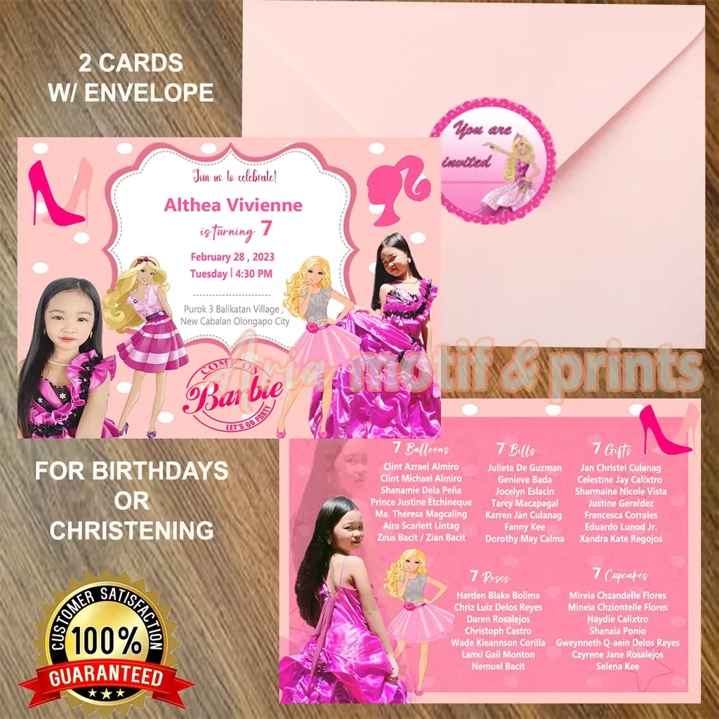 barbie invitation 7th birthday