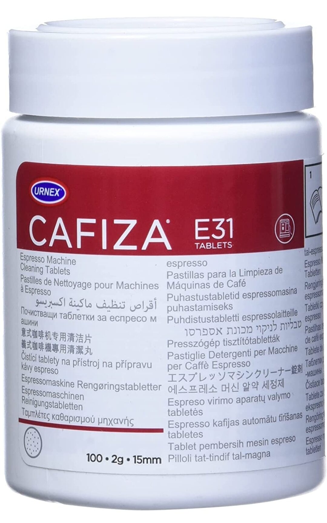 Urnex Cafiza Professional Espresso Machine Cleaning Tablets E31