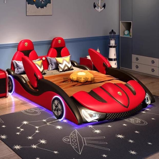 Kids Bed Boy Single Bed 1.5 Small Bed Solid Wood Cartoon Sports Car Be