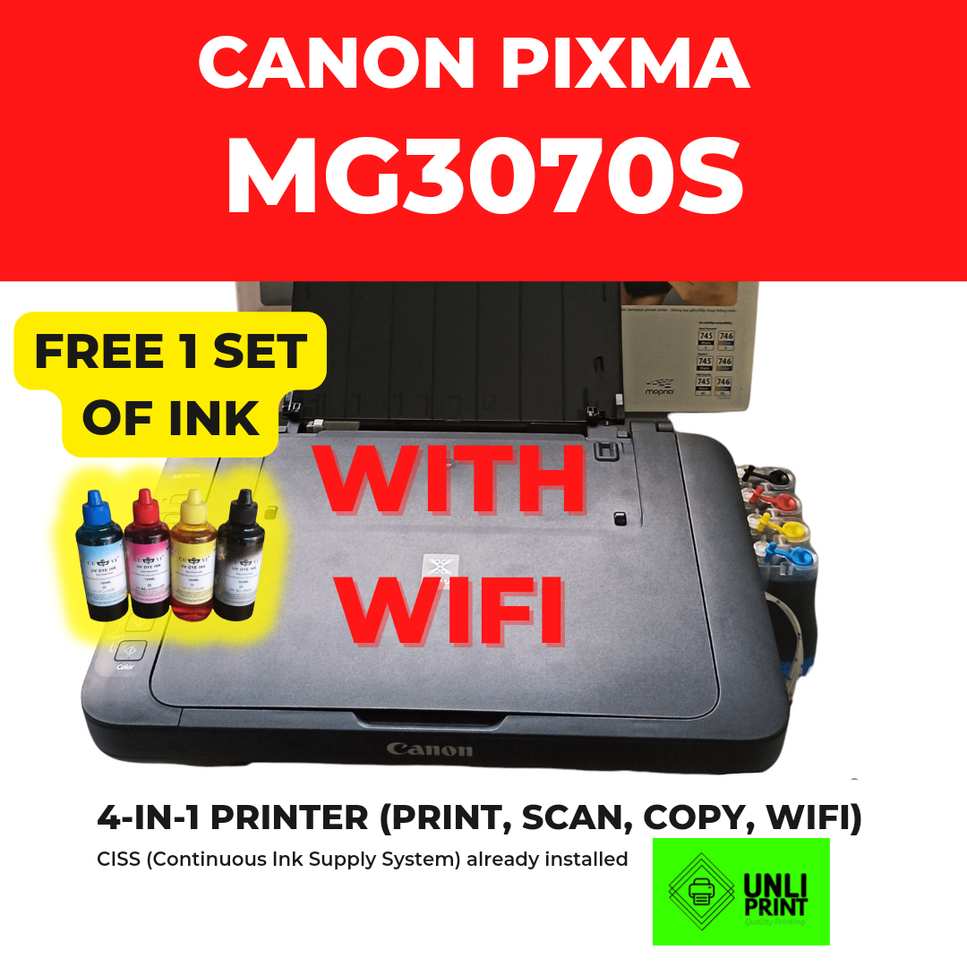 Canon Pixma MG3070s 4-in-1 Printer with WIFI