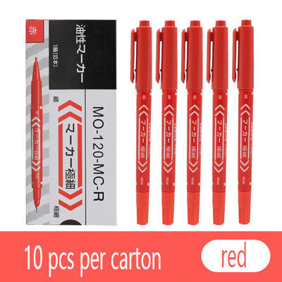 10Pcs/Set Double Sided Permanent Markers Pens Fine Point Waterproof Ink Thin Nib Crude Nib Black Ink School Supplies Markers Pen