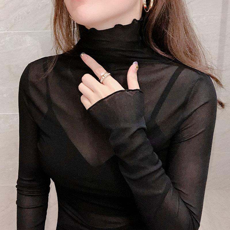 Transparent black long sleeve hot sale shirt